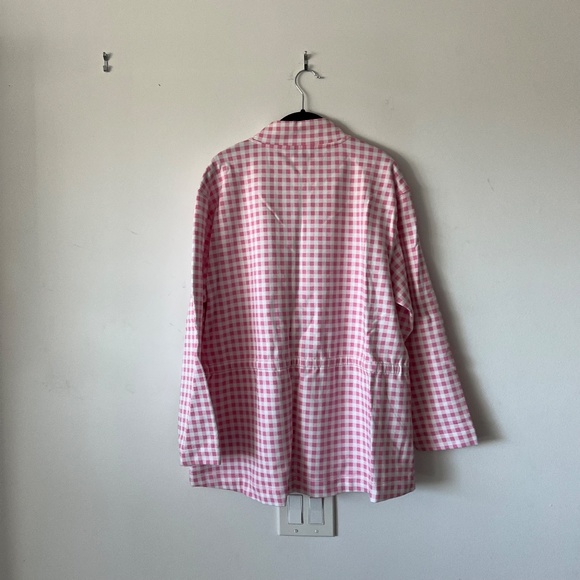 Draper James Cinch Waist Quarter-Zip in Pink Gingham size 1X - Picture 9 of 10